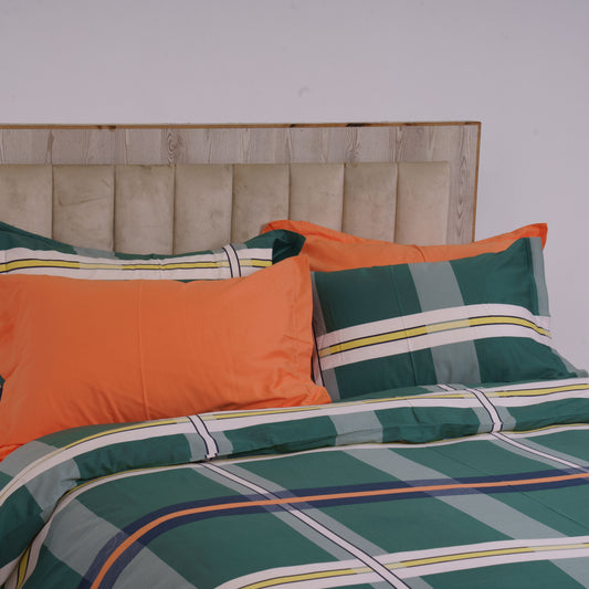 Plaid Green Bed sheet set (3 Pieces)