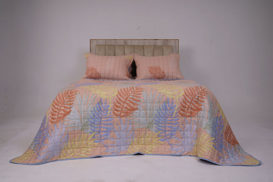 Peachy Floral Reversible Quilt