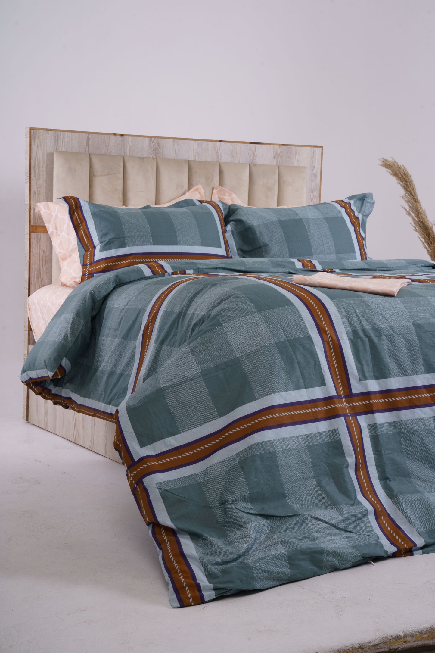 Teal Plaid Bed Sheet Set (3 Pieces)