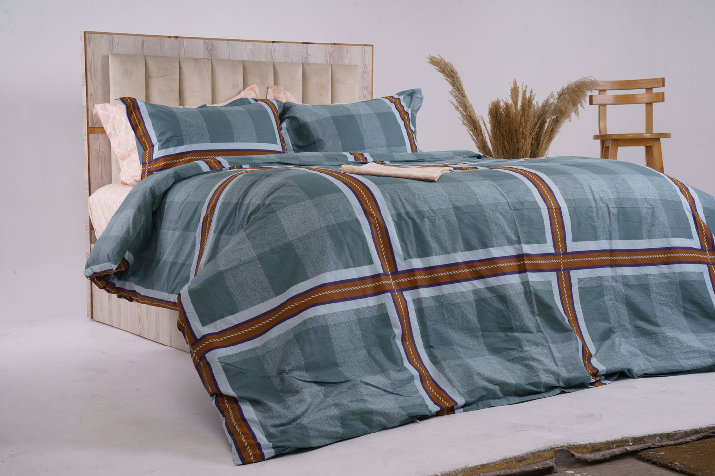 Teal Plaid Bed Sheet Set (3 Pieces)