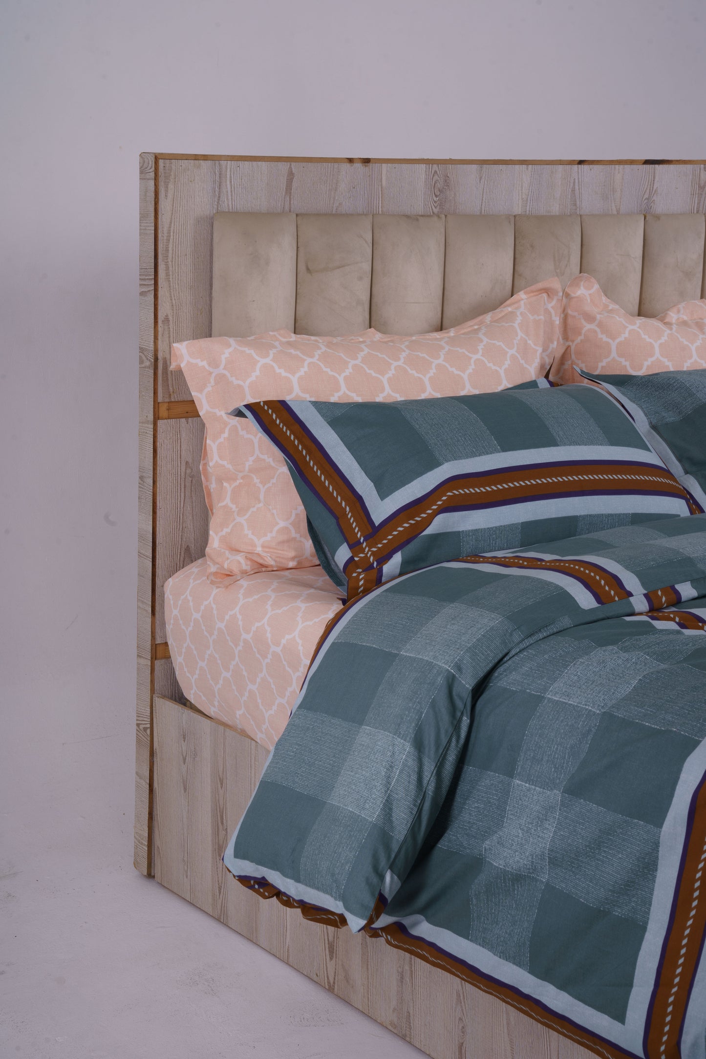 Teal Plaid Bed Sheet Set (3 Pieces)